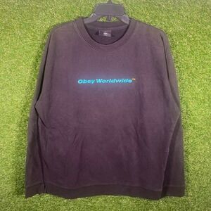 OBEY‎ Worldwide Graphic Sweatshirt Pullover Crewneck XL Black
